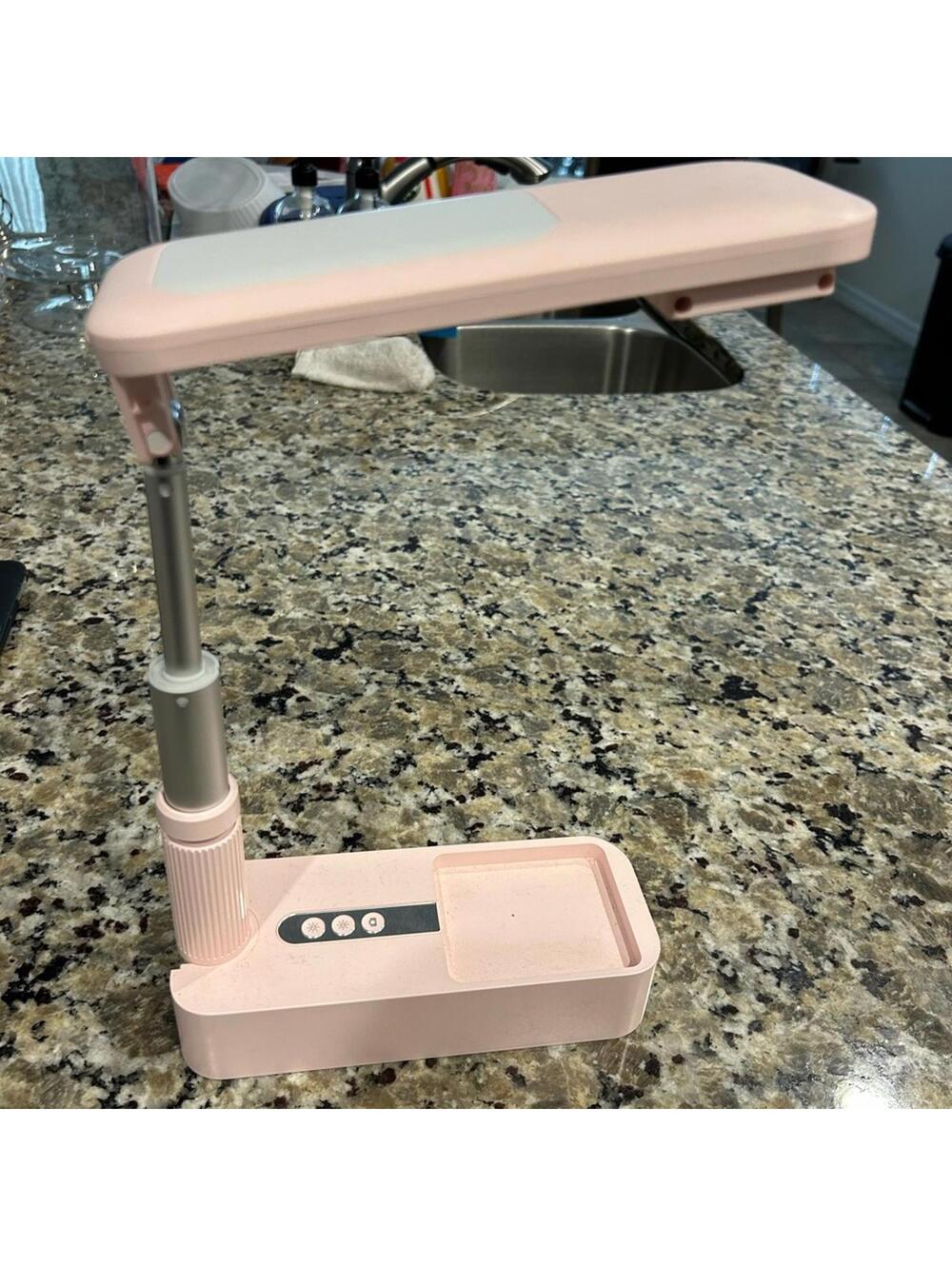 Pink Adjustable Desk Lamp cell phone holder